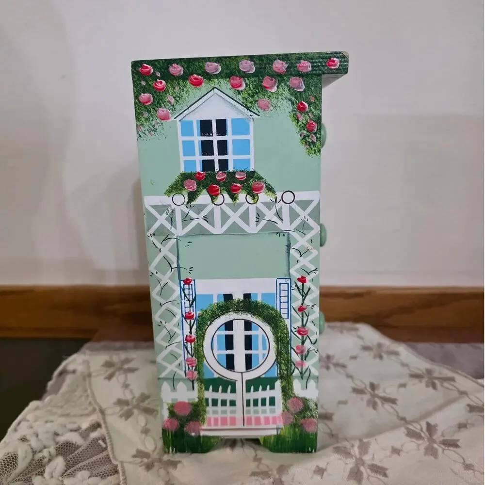 Vintage Milson & Louis Miniature Cottage Hand Painted Chest Drawer Jewelry Box